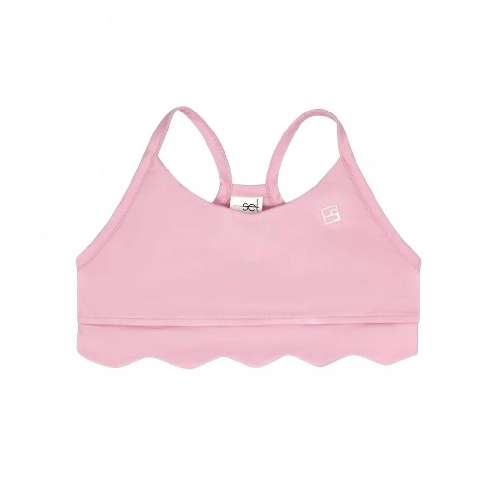 NEW LULLABY SET girls becca scallop sports bra top in cotton candy pink